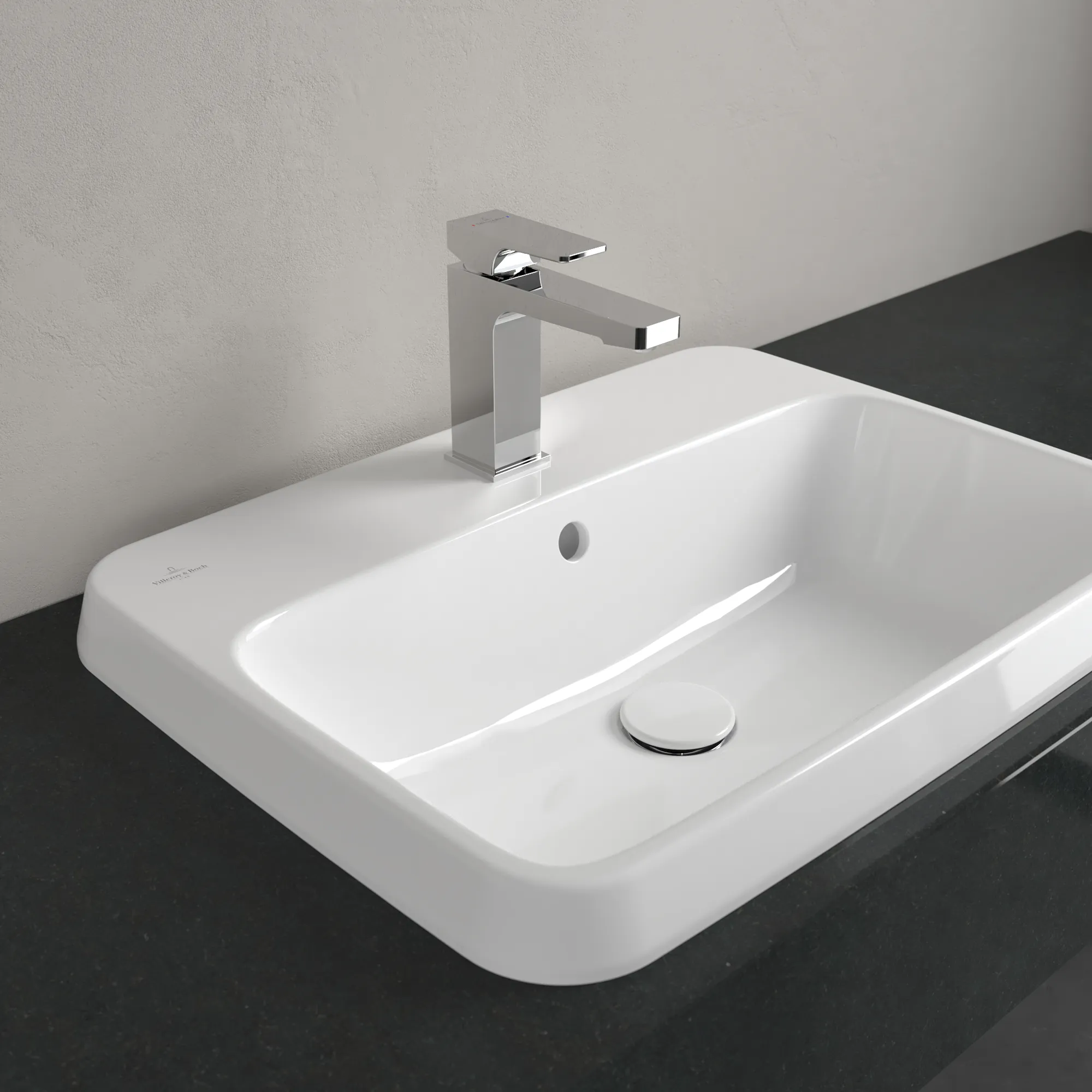 Villeroy & Boch Einbauwaschtisch „Architectura“ mit 1×1 Hahnlochbohrung, 600 × 450 × 170 mm, mit Hahnlochbohrung, Hahnlochposition mittig in Weiß Alpin Villeroy & Boch Einbauwaschtisch „Architectura“ mit 1×1 Hahnlochbohrung, 600 × 450 × 170 mm, mit Hahnlochbohrung, Hahnlochposition mittig in Weiß Alpin