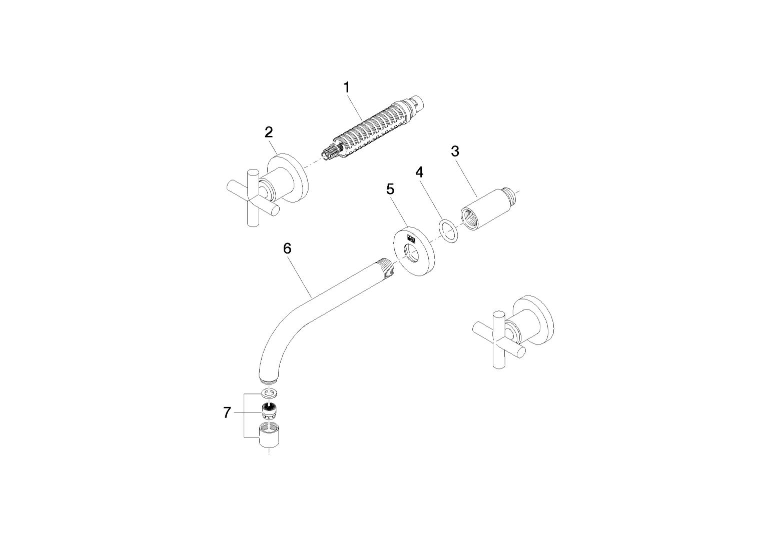 Waschtisch-Wandbatterie ohne Ablaufgarnitur TARA Chrom 36707892