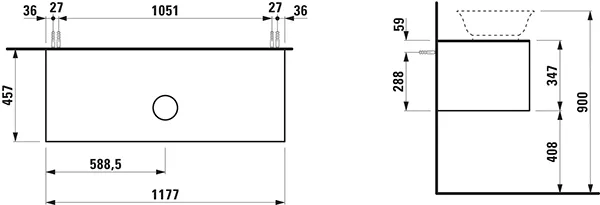 Laufen Waschtischunterbau „THE NEW CLASSIC“ 1177 × 347 × 457 mm Weiß matt, mittig