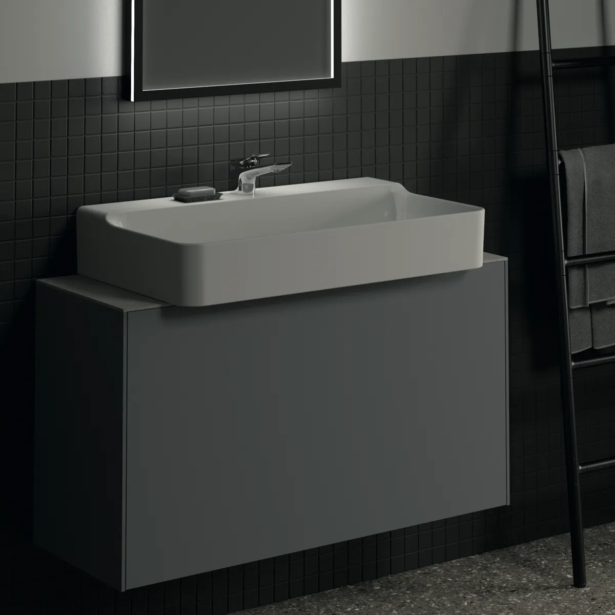 Ideal Standard Waschtischunterschrank „Conca“ 100 × 54 × 37,3 cm Anthrazit matt lackiert Ideal Standard Waschtischunterschrank „Conca“ 100 × 54 × 37,3 cm Anthrazit matt lackiert