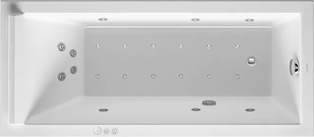 Duravit Whirlwanne „Starck“ rechteck 1600 × 700 mm, Fußablauf mit Combi-System P, in Weiß Duravit Whirlwanne „Starck“ rechteck 1600 × 700 mm, Fußablauf mit Combi-System P, in Weiß