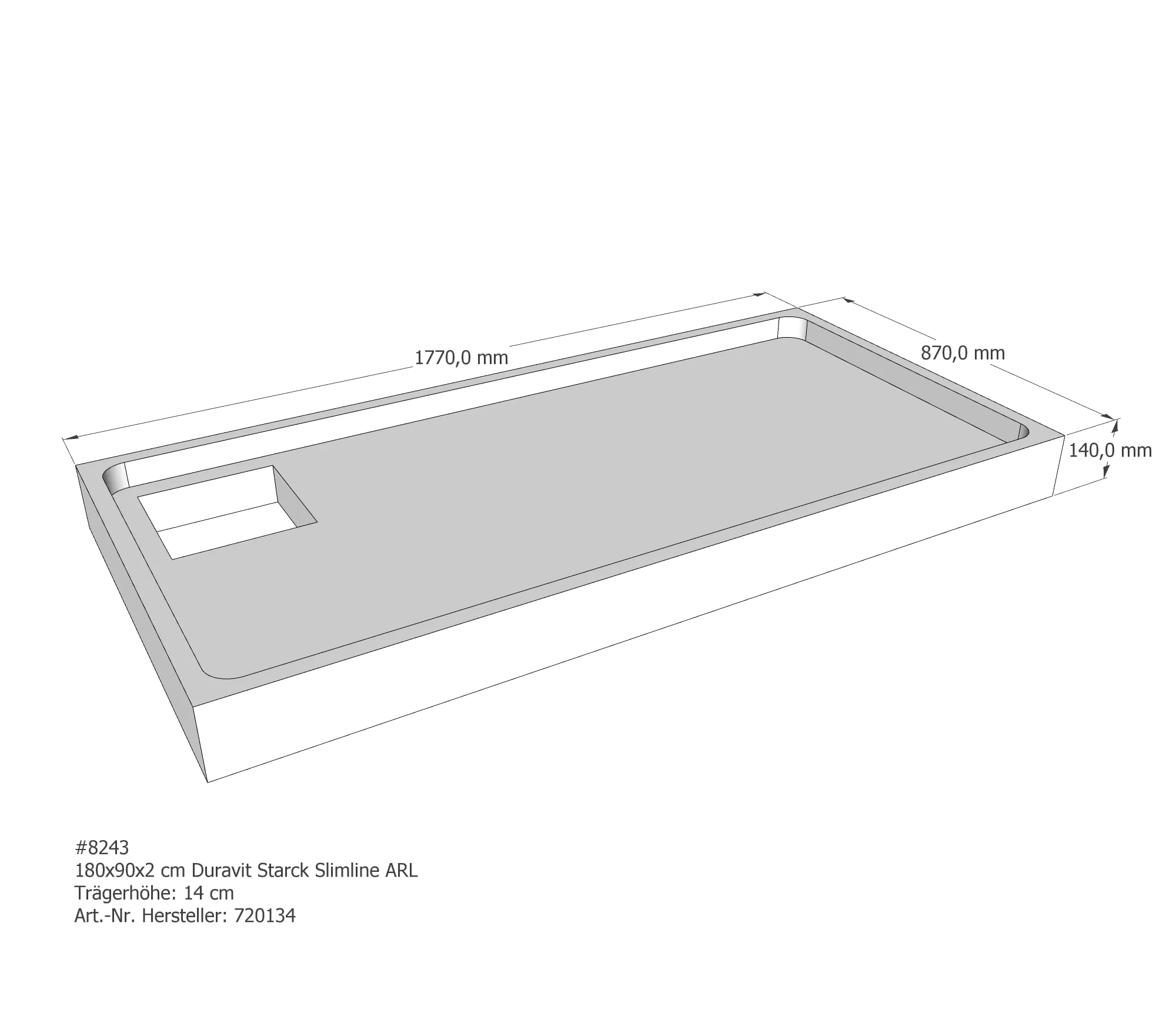 Duschwannenträger für Duravit Starck Slimline 180 × 90 × 2 cm Breite: 90 cm / Länge: 180 cm Duschwannenträger für Duravit Starck Slimline 180 × 90 × 2 cm Breite: 90 cm / Länge: 180 cm