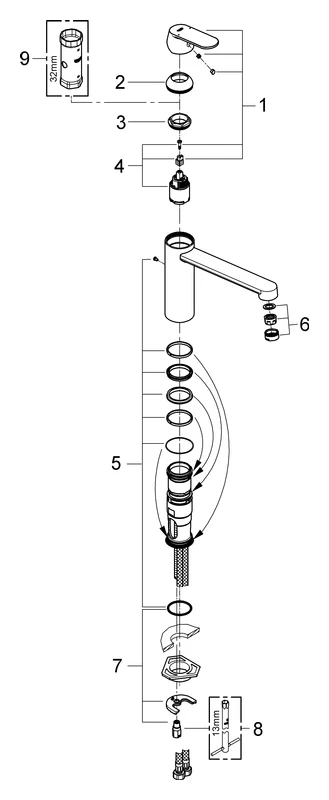 Einhand-Spültischbatterie Eurosmart Cosmopolitan 30193, mittelhoher Auslauf, Einlochmontage, chrom