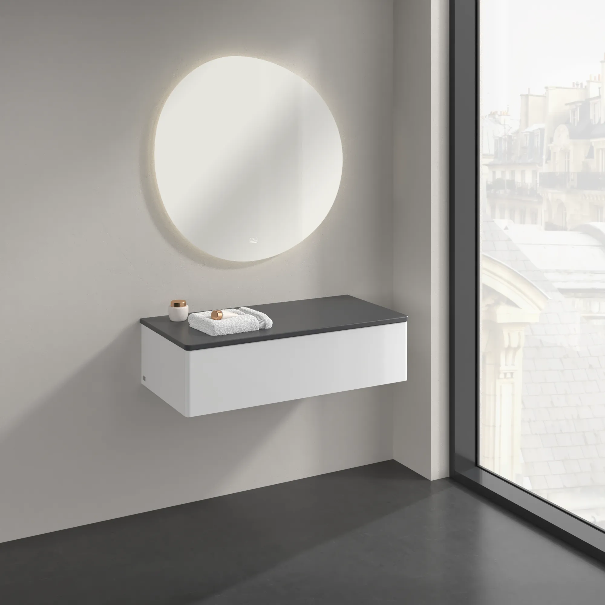 Villeroy & Boch Sideboard Antao K40 - Eckig, Glossy White Lacquer, 1.000 x 268 x 500 mm, Wandmontage