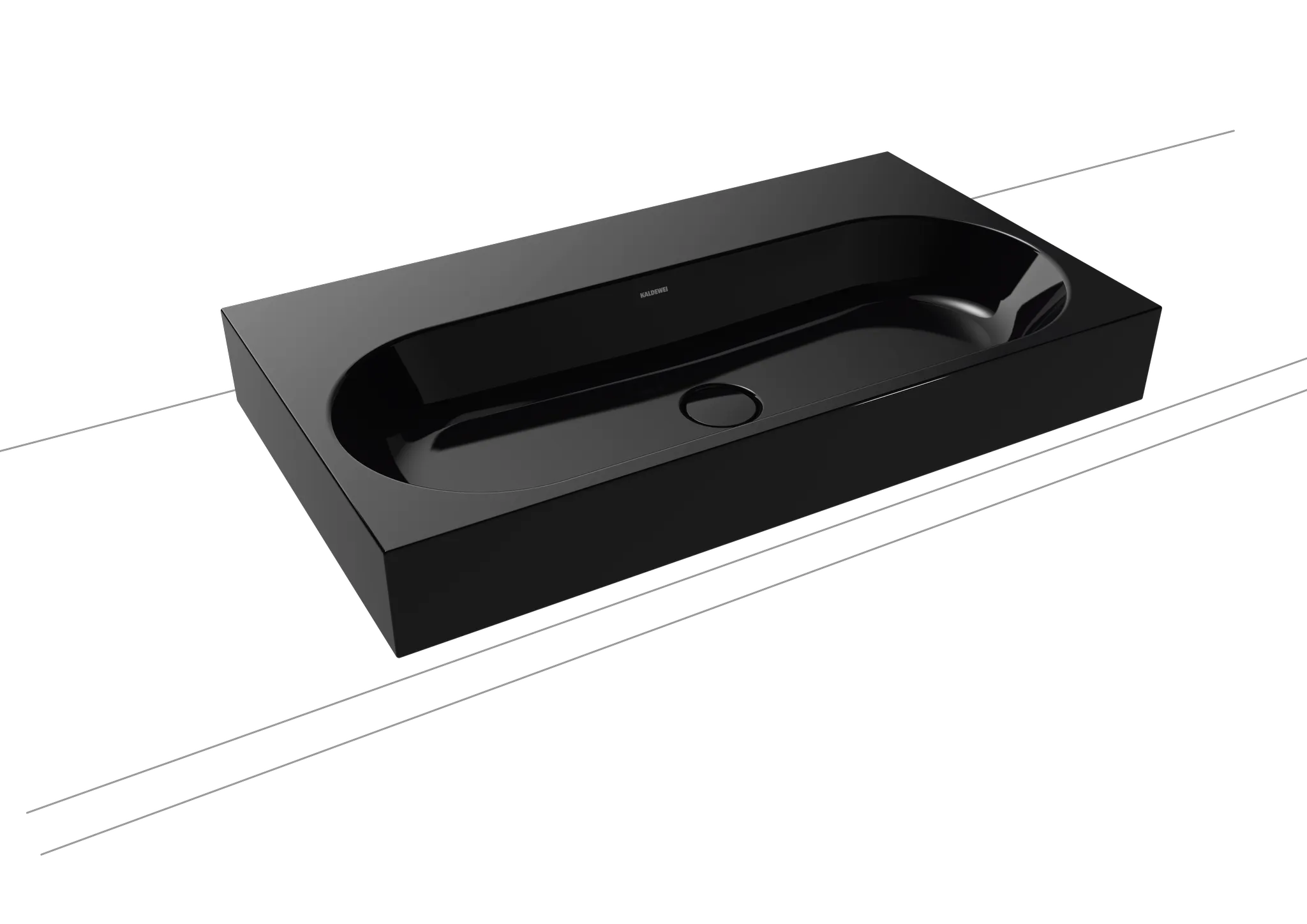 Aufsatzwaschtisch „Centro“ 90 × 50 cm, ohne Hahnlochbohrung in schwarz, mit Perl-Effekt