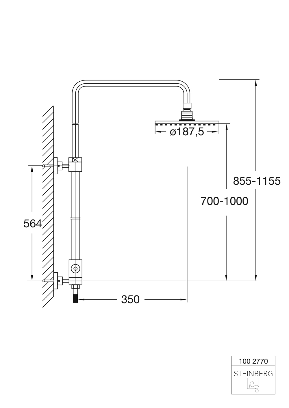 Serie 100 Brauseset zum Anschluss an externe Armatur mit Regen-/Handbrause ⌀ 18,75 cm Serie 100 Brauseset zum Anschluss an externe Armatur mit Regen-/Handbrause ⌀ 18,75 cm