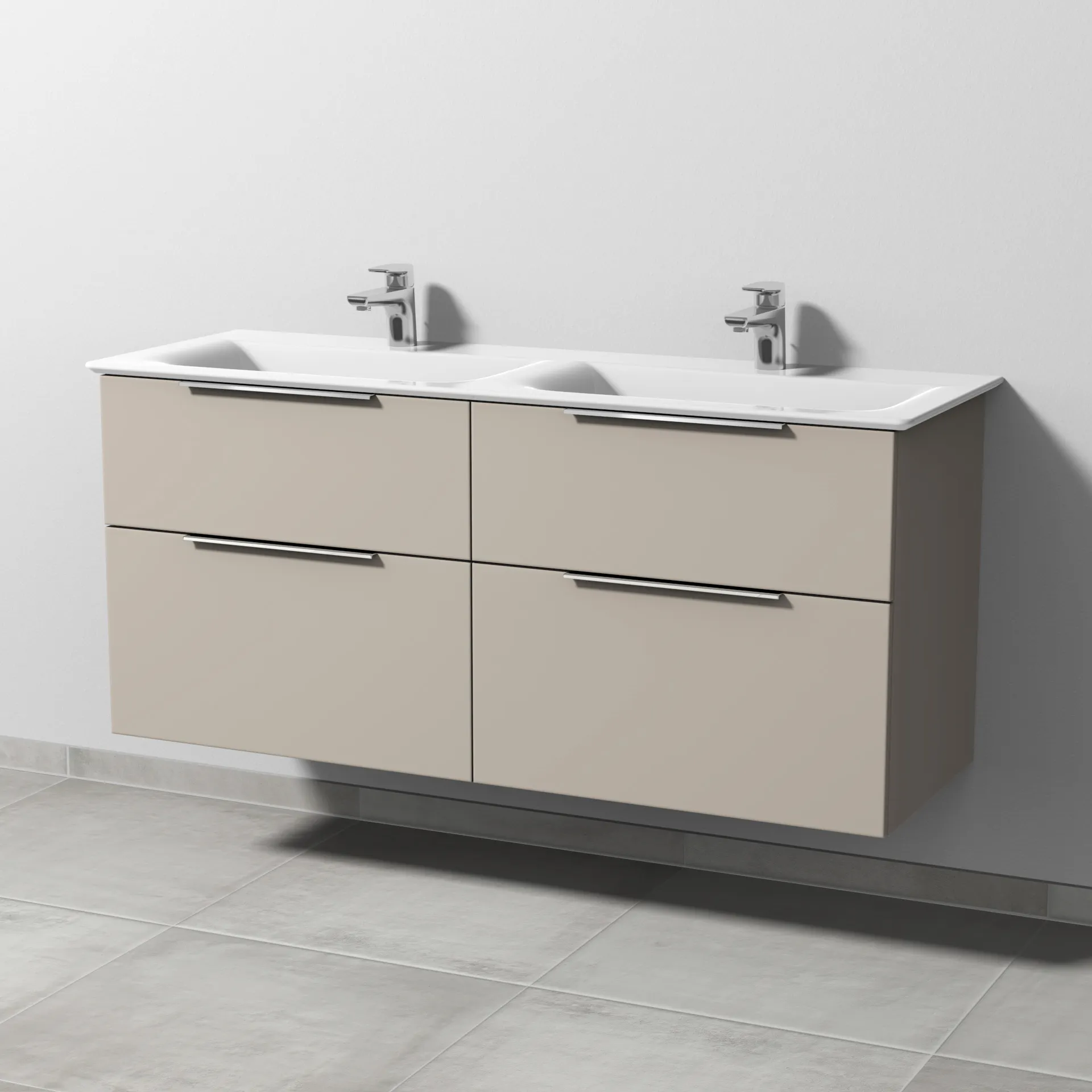 Sanipa Waschtischunterschrank „3way“ passend zu Keramik-Waschtische Connect Air von Ideal Standard 1290 × 585 × 437 mm in Kaschmir (matt), mit
