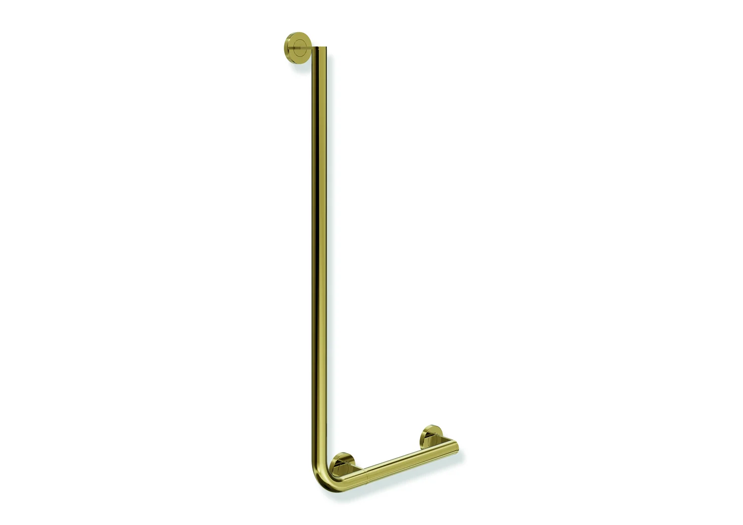 HEWI Winkelgriff System 900, Edelstahl PVD Gold glänzend, waagerecht 400 mm, senkrecht 900 mm, Durchmesser 32 mm, rechts