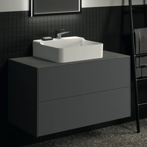 Ideal Standard Waschtischunterschrank Conca, Anthrazit matt, 1000x505x540 mm, 2 Auszüge mit Push-Open und Softclose-Einzug, ohne Platte