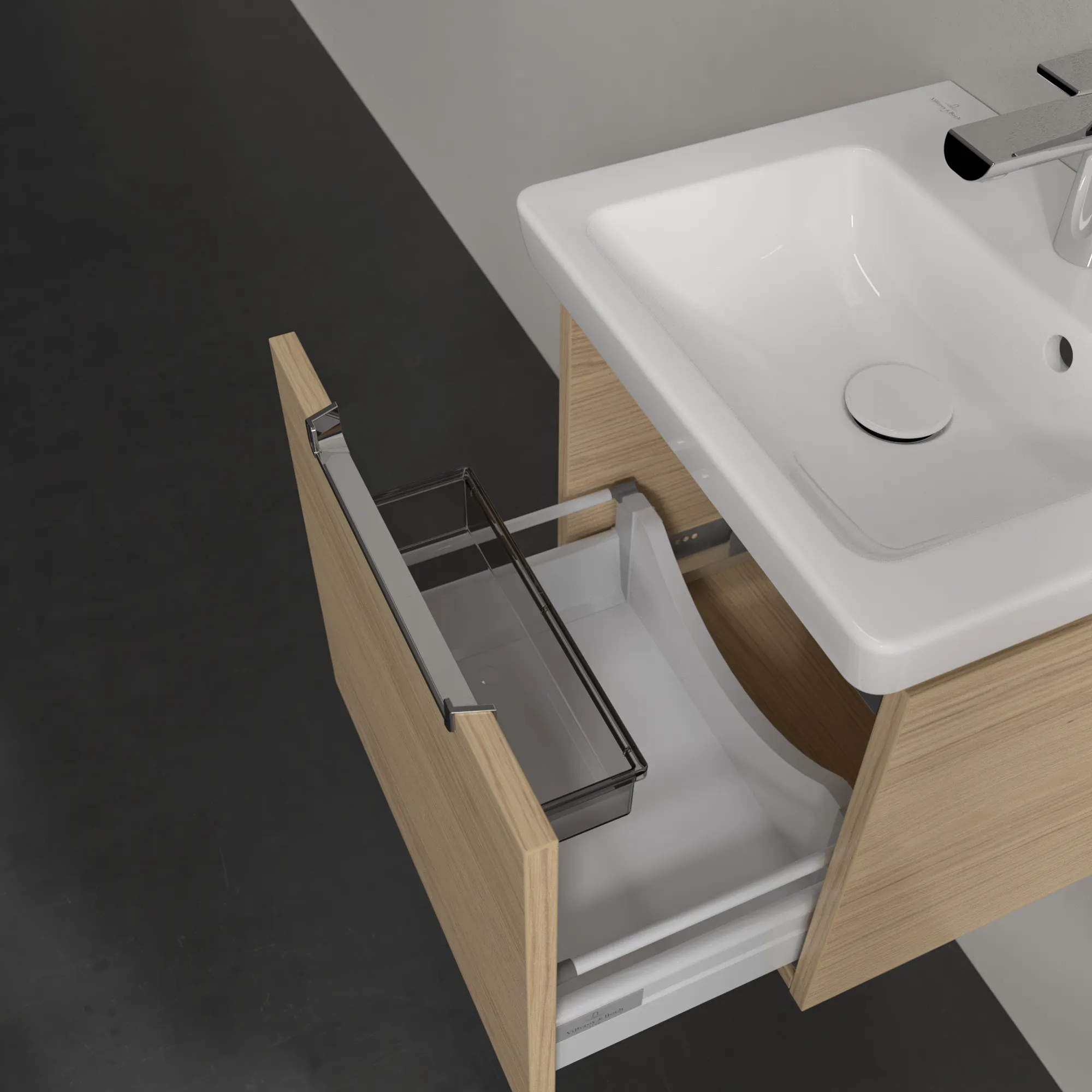 Villeroy & Boch Waschtischunterschrank „Subway 2.0“ 440 × 420 × 352 mm Nordic Oak, für Becken mittig, ohne Beleuchtung Villeroy & Boch Waschtischunterschrank „Subway 2.0“ 440 × 420 × 352 mm Nordic Oak, für Becken mittig, ohne Beleuchtung