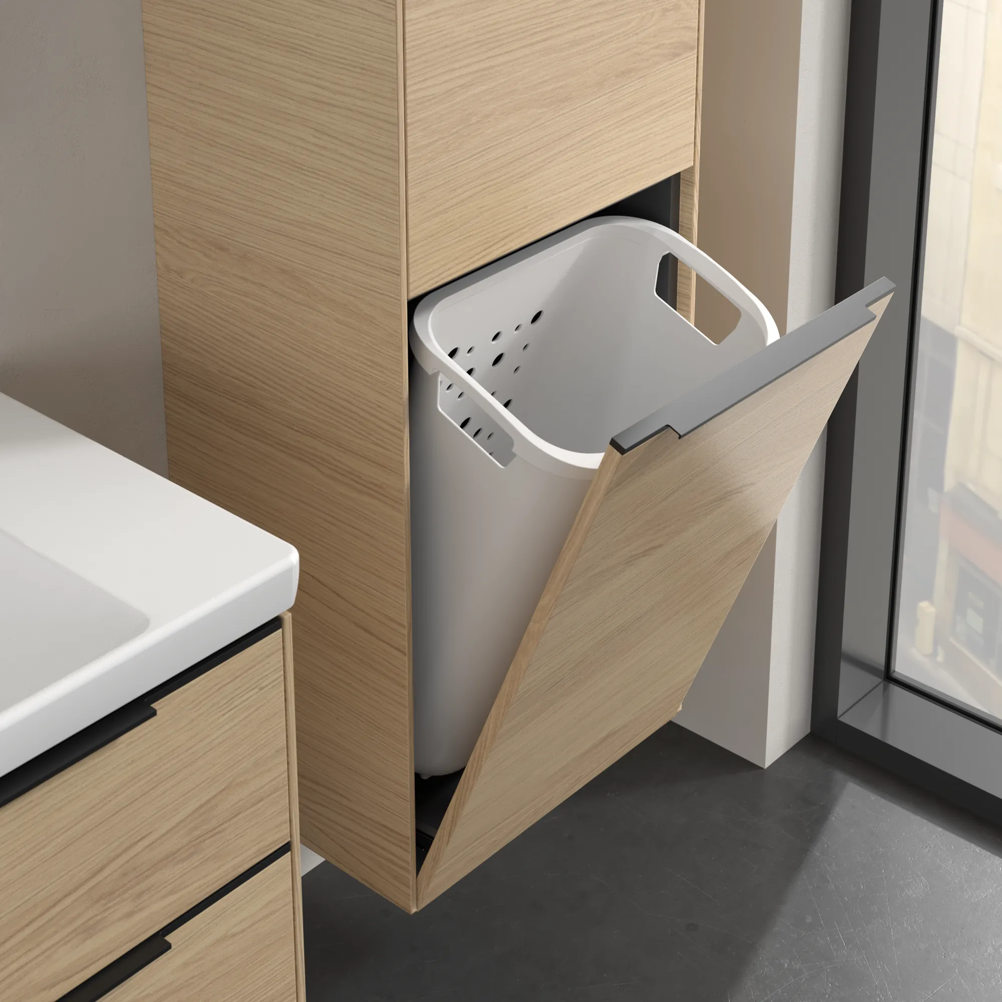 Villeroy & Boch Hochschrank mit Wäschekorb-Klappe „Subway 3.0“ 45 × 171 × 36,2 × 36,2 cm 1 Tür, 1 Wäscheklappe, 1 × fixer Fachboden, Anschlag: rechts, 2 × Glasfachboden, 1 Tür, Anschlag rechts Villeroy & Boch Hochschrank mit Wäschekorb-Klappe „Subway 3.0“ 45 × 171 × 36,2 × 36,2 cm 1 Tür, 1 Wäscheklappe, 1 × fixer Fachboden, Anschlag: rechts, 2 × Glasfachboden, 1 Tür, Anschlag rechts