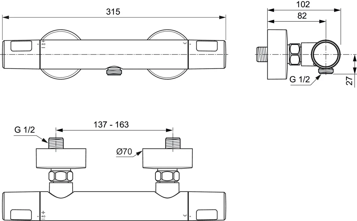 Zweihand-Duscharmatur „CerathermT25N“ Zweihand-Duscharmatur „CerathermT25N“