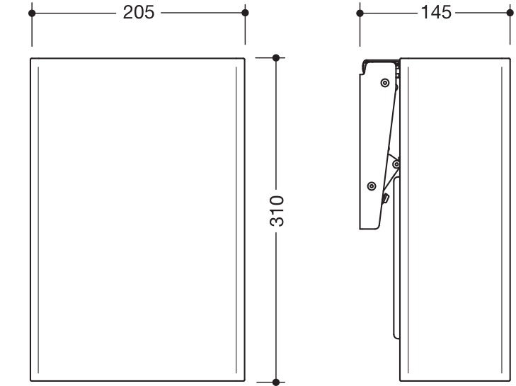 HEWI Abfalleimer pulverbeschichtet „System 900“ 20,5 × 31 × 14,5 cm in Schwarz tiefmatt