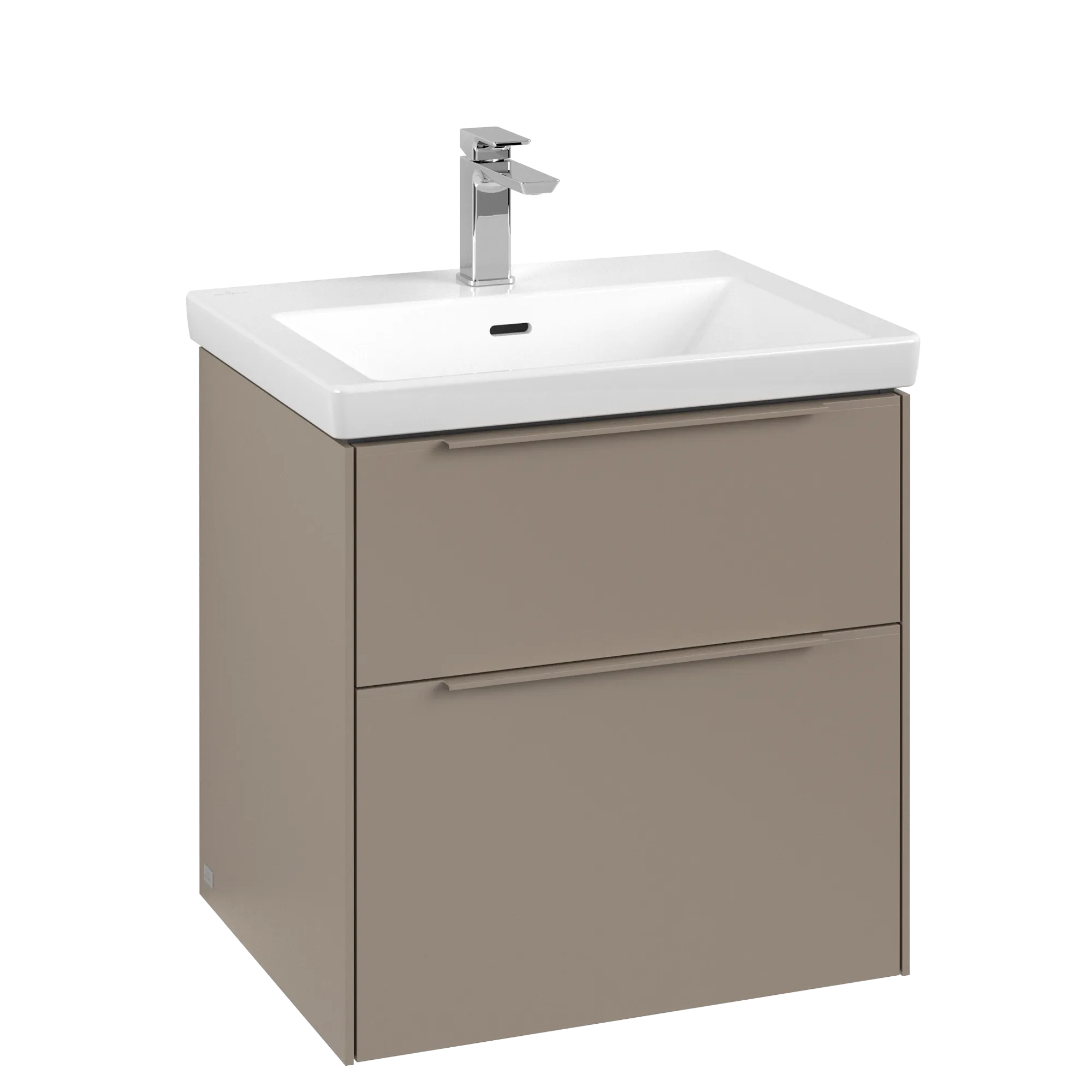 Villeroy & Boch Subway 3.0 Waschbeckenunterschrank C578L2, 572 x 576 x 478 mm, mit Beleuchtung, 2 Auszüge, Taupe