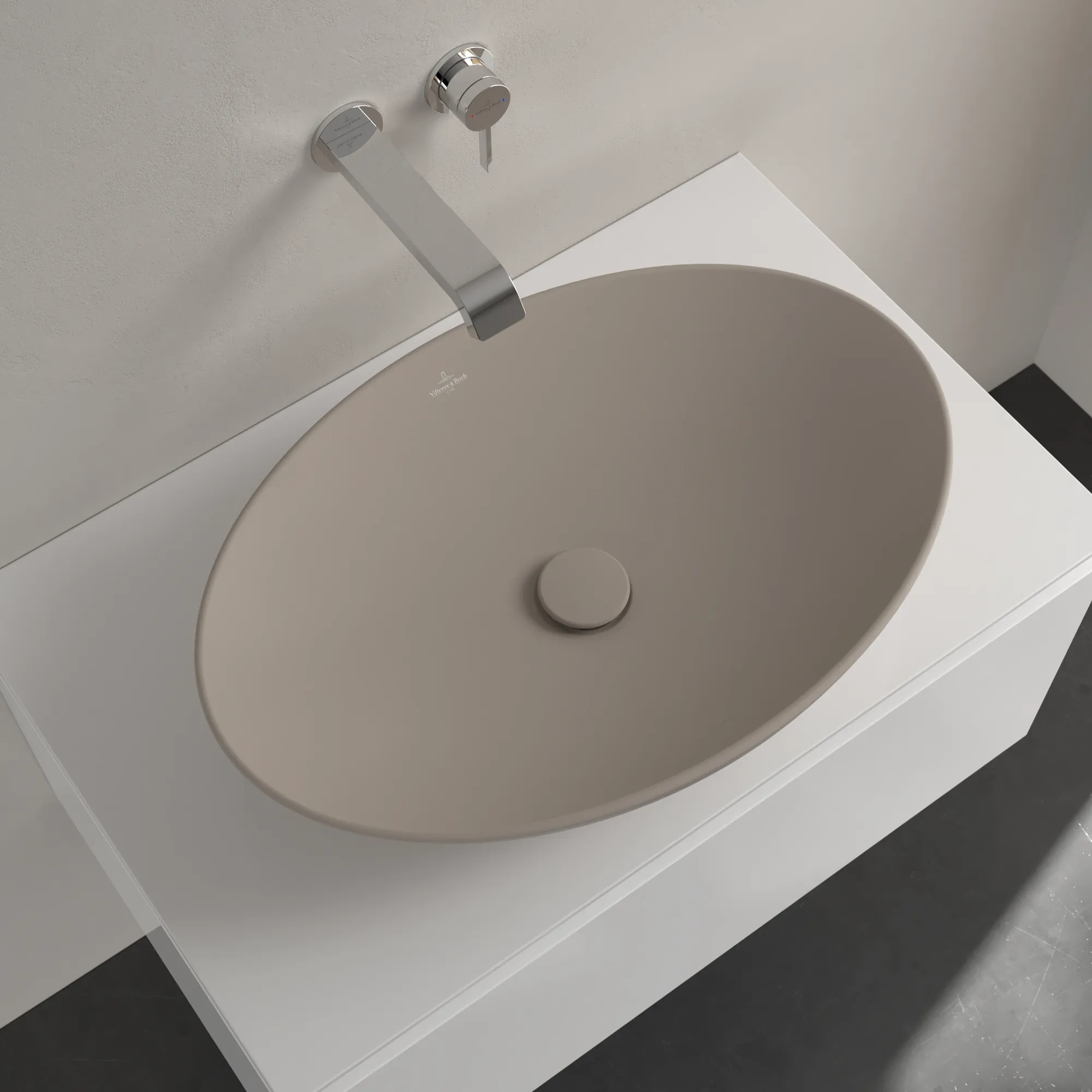 Villeroy & Boch Aufsatzwaschbecken Loop & Friends Almond CeramicPlus 620x420x150mm matt TitanCeram