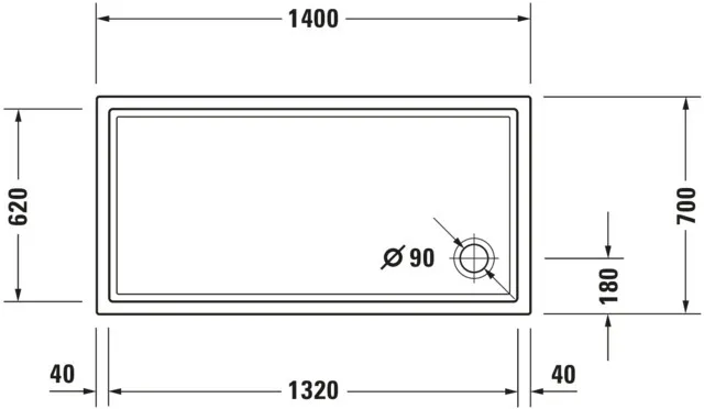 Duravit rechteck Duschwanne „Starck Slimline“ 140 × 70 cm 