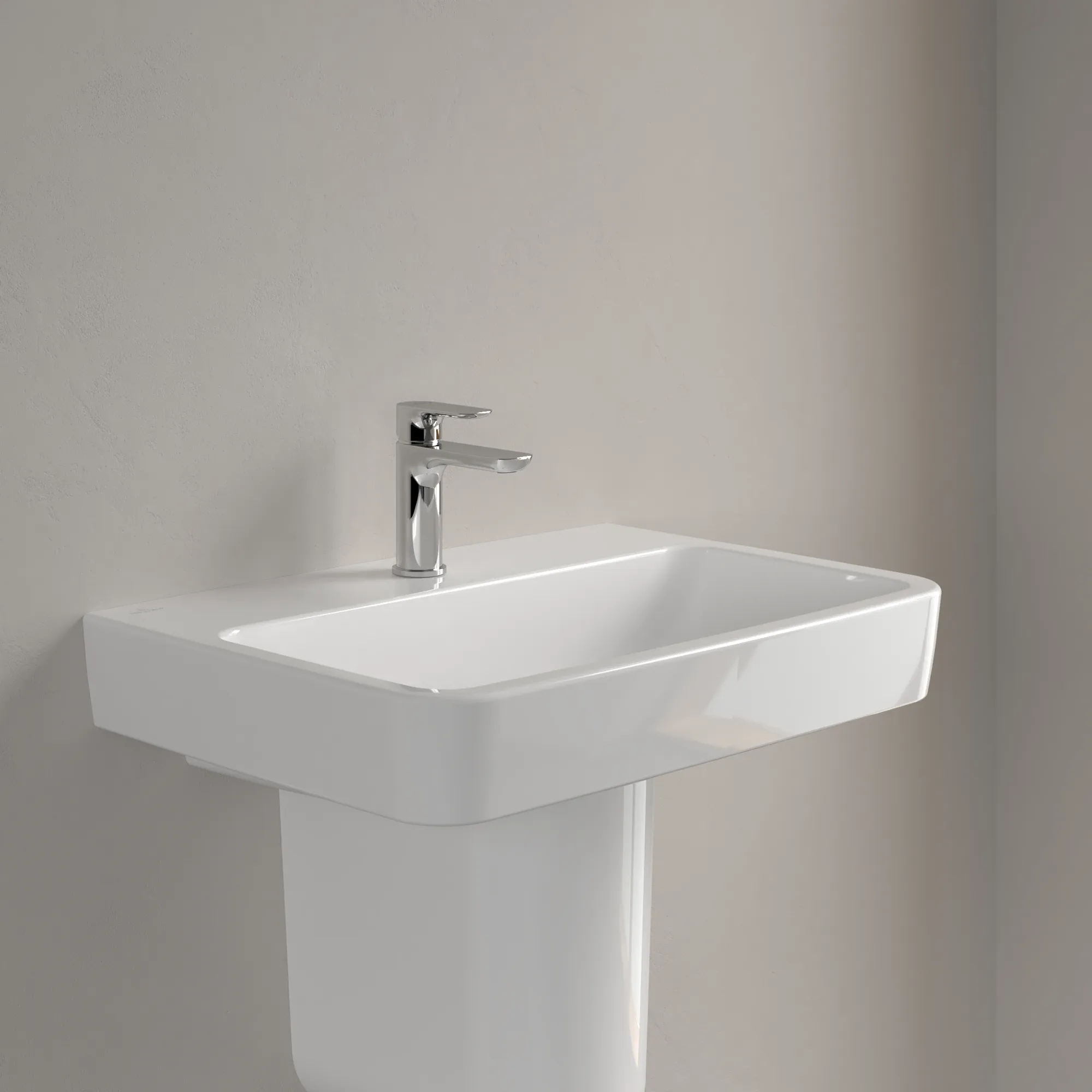 Villeroy & Boch Wandwaschtisch „O.novo“ 650 × 460 × 175 mm, für Becken mittig, mit Hahnlochbohrung, Hahnlochposition mittig in Weiß Alpin Villeroy & Boch Wandwaschtisch „O.novo“ 650 × 460 × 175 mm, für Becken mittig, mit Hahnlochbohrung, Hahnlochposition mittig in Weiß Alpin