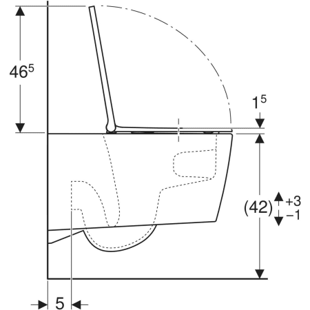 Wand-Tiefspül-WC Set mit WC-Sitz „One“ geschlossene Form 54 cm in weiß alpin mit KeraTect®, ohne Spülrand