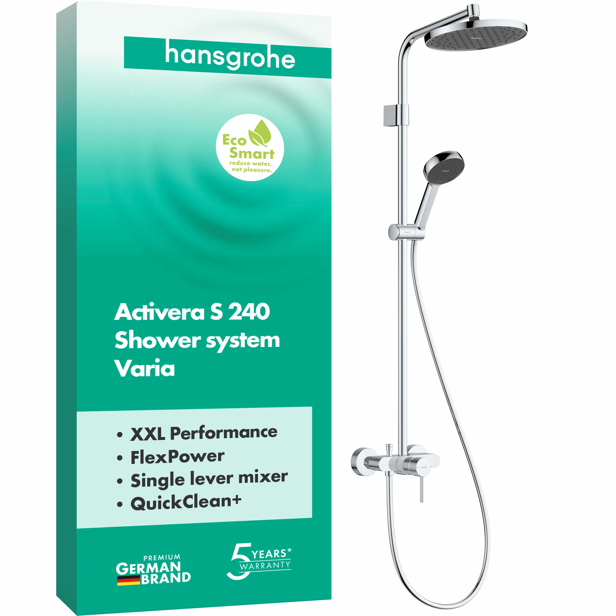 Activera S Showerpipe 240 1jet EcoSmart mit Einhebelmischer Varia, Chrom