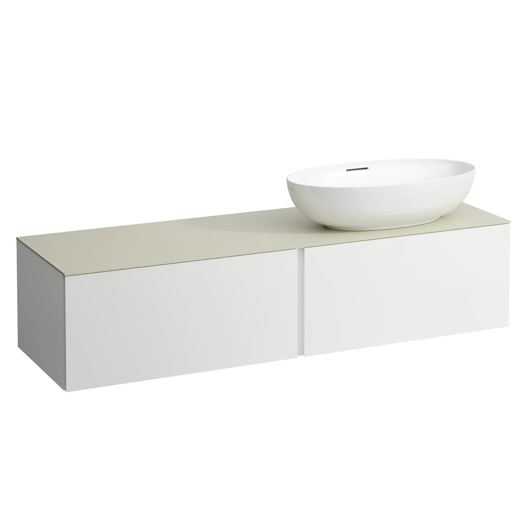 Schubladenelement (Waschtischunterbau+Waschtischplatte) ILBAGNOALESSI 500x1600x370 2 Schubladen integrierte versteckte Griffe seitlich Vollauszug Soft-Close Ausschnitt rechts Calce Avorio Top passend zu Waschtisch H818975/6 H818977/8 Weiß matt Schubladenelement (Waschtischunterbau+Waschtischplatte) ILBAGNOALESSI 500x1600x370 2 Schubladen integrierte versteckte Griffe seitlich Vollauszug Soft-Close Ausschnitt rechts Calce Avorio Top passend zu Waschtisch H818975/6 H818977/8 Weiß matt