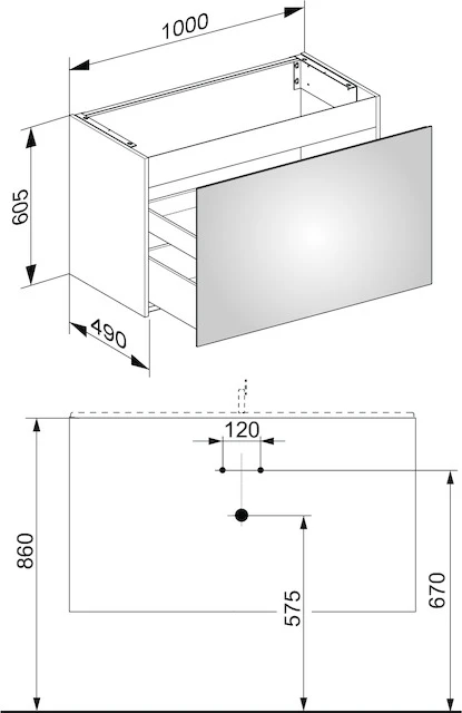 KEUCO X-LINE Waschtischunterbau mit Auszug/Schubkasten 1000x605x490mm weiß/weiß KEUCO X-LINE Waschtischunterbau mit Auszug/Schubkasten 1000x605x490mm weiß/weiß