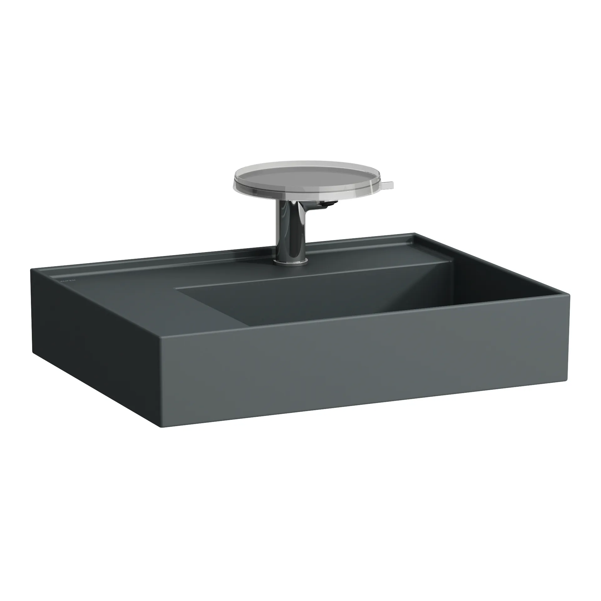 Waschtisch Kartell • 460x600x150 1 Hahnloch ohne Überlauf versteckter Ablauf Ablage links weiß Waschtisch Kartell • 460x600x150 1 Hahnloch ohne Überlauf versteckter Ablauf Ablage links weiß