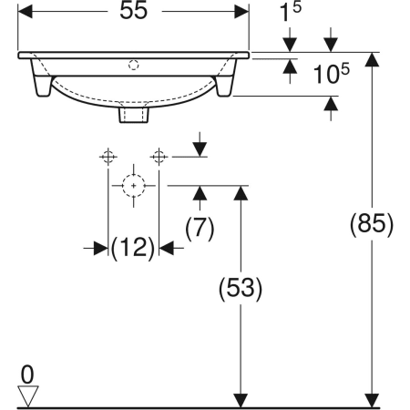 Geberit „Renova Plan“, mit Überlauf, Hahnlochposition mittig in weiß alpin Geberit „Renova Plan“, mit Überlauf, Hahnlochposition mittig in weiß alpin