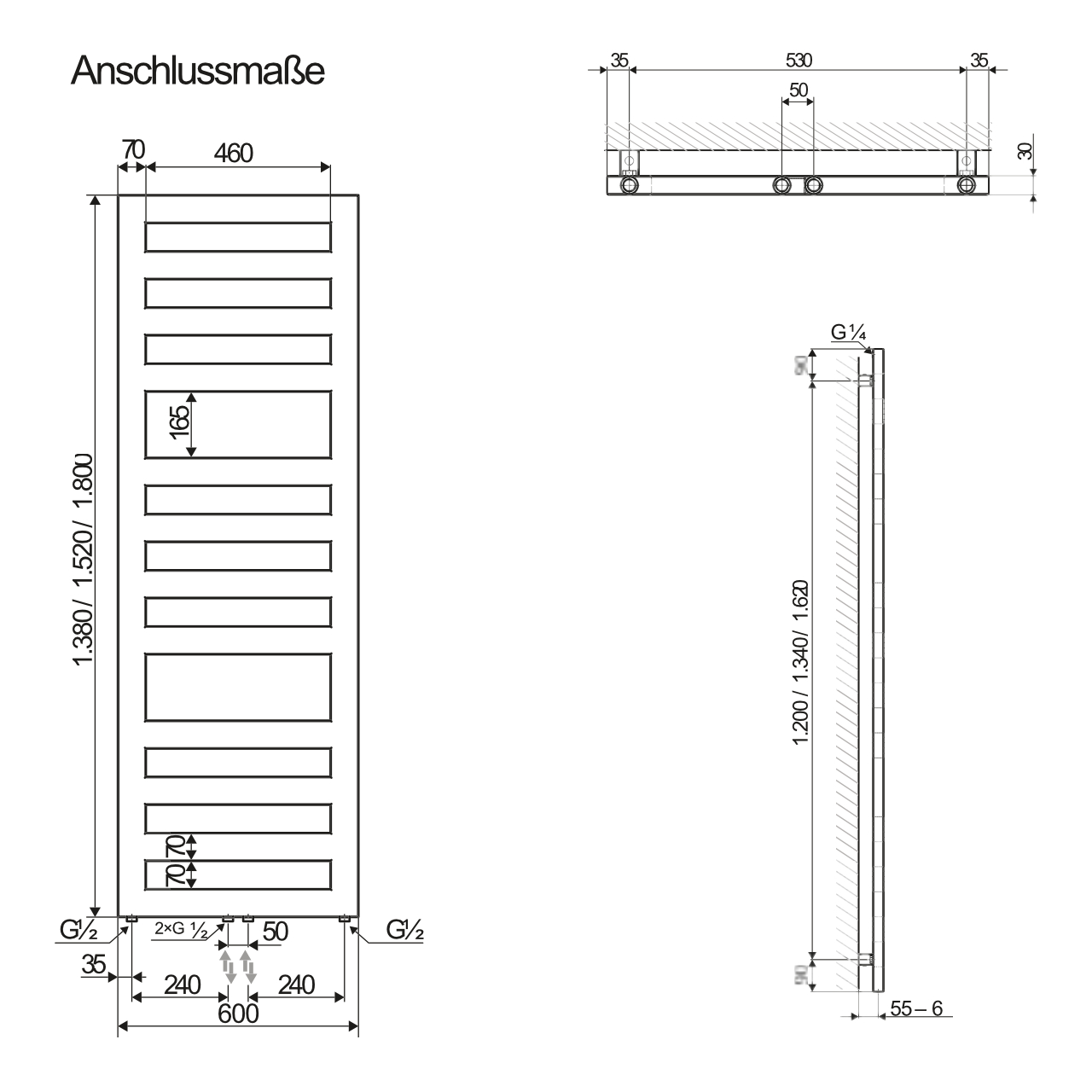 HSK Design-Heizkörper „Semprio“ 60 × 180 cm in Beige (Bahamabeige)