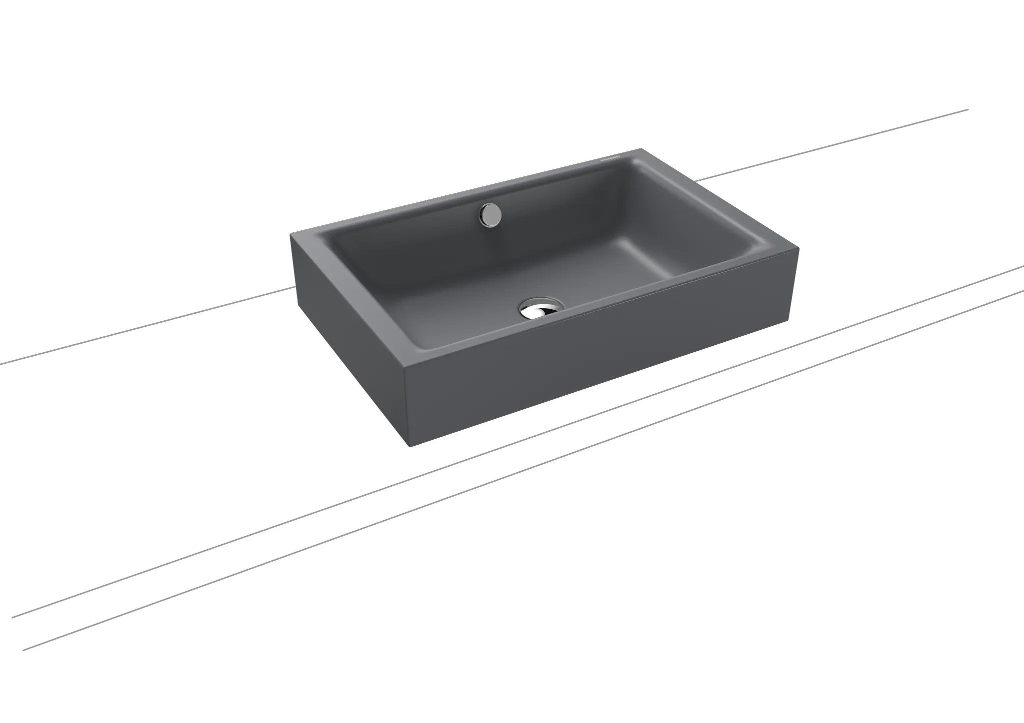 Aufsatzwaschtisch „Puro S“ 60 × 38,5 cm, ohne Hahnlochbohrung in cool grey 70, mit Perl-Effekt