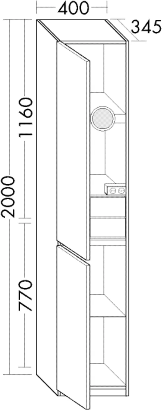 Hochschrank, 1 Tür oben, Frontrückseite verspiegelt;1 Tür unten;2 Innenschubladen, anthrazitgrau;1 Vergrößerungsspiegel;LED-Innenbeleuchtung, 6,7 W, 4200 K;Energieeffizienzklasse G;1 Doppelsteckdose;1 Kontakt-Schalter;IP24;mit Sockelleiste, Tiefe: 345 mm Hochschrank, 1 Tür oben, Frontrückseite verspiegelt;1 Tür unten;2 Innenschubladen, anthrazitgrau;1 Vergrößerungsspiegel;LED-Innenbeleuchtung, 6,7 W, 4200 K;Energieeffizienzklasse G;1 Doppelsteckdose;1 Kontakt-Schalter;IP24;mit Sockelleiste, Tiefe: 345 mm