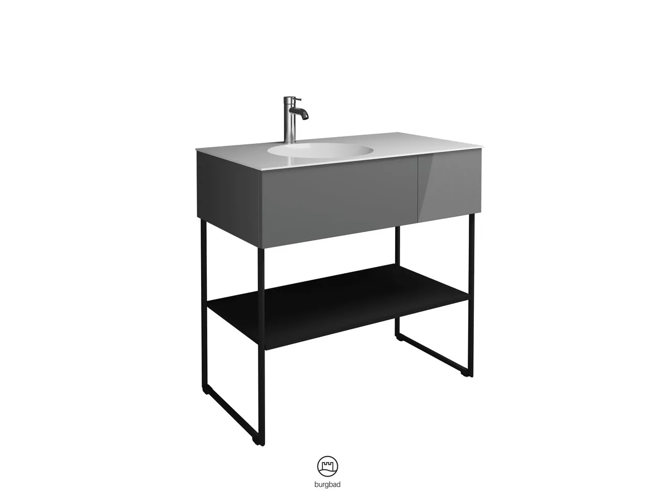 burgbad Coco Waschtisch Set, Mineralguss, Schwarz Seidenglanz burgbad Coco Waschtisch Set, Mineralguss, Schwarz Seidenglanz