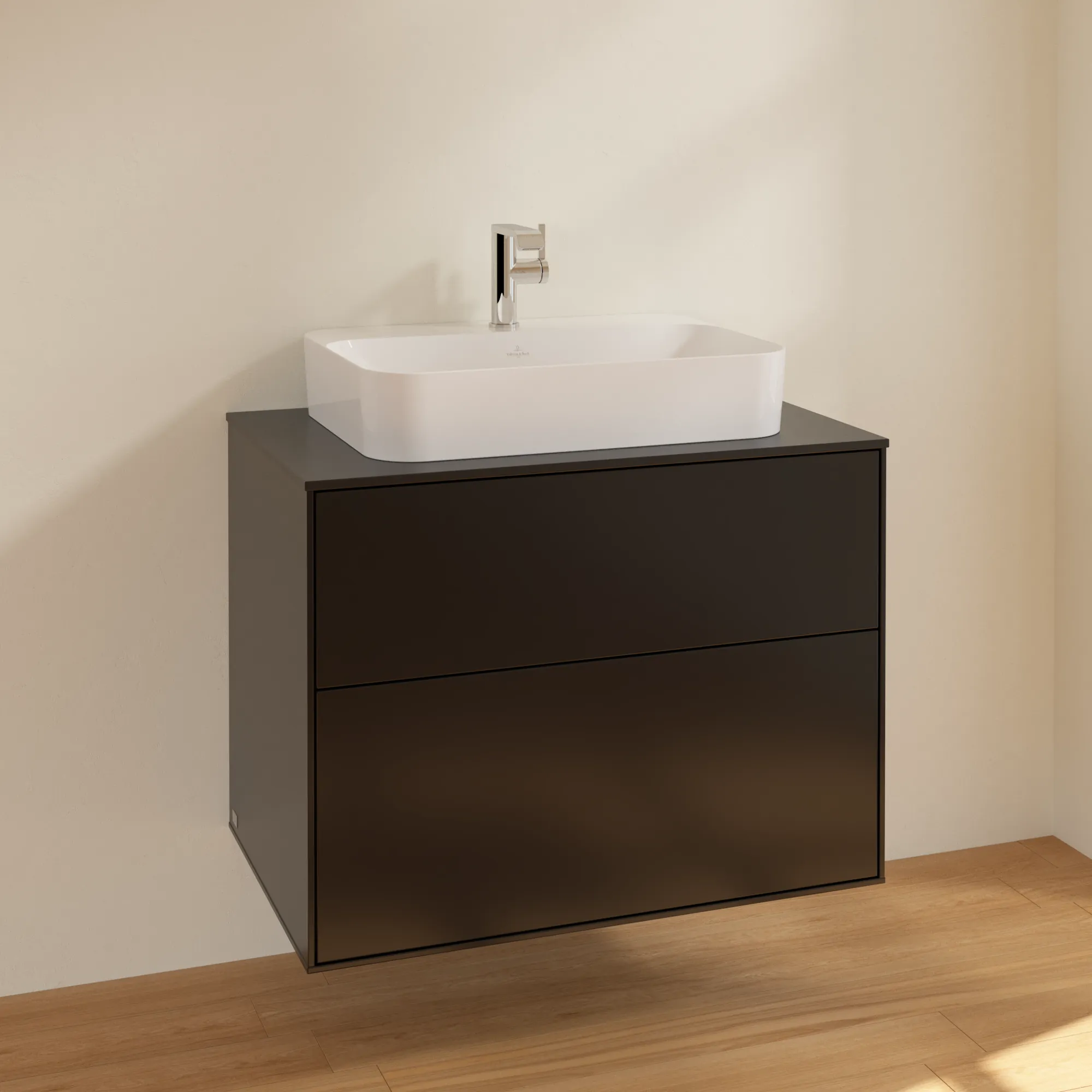 Villeroy & Boch Finion Waschbeckenunterschrank F34, 800x603x501mm, Black Matt Lacquer / Glass Black Matt Villeroy & Boch Finion Waschbeckenunterschrank F34, 800x603x501mm, Black Matt Lacquer / Glass Black Matt