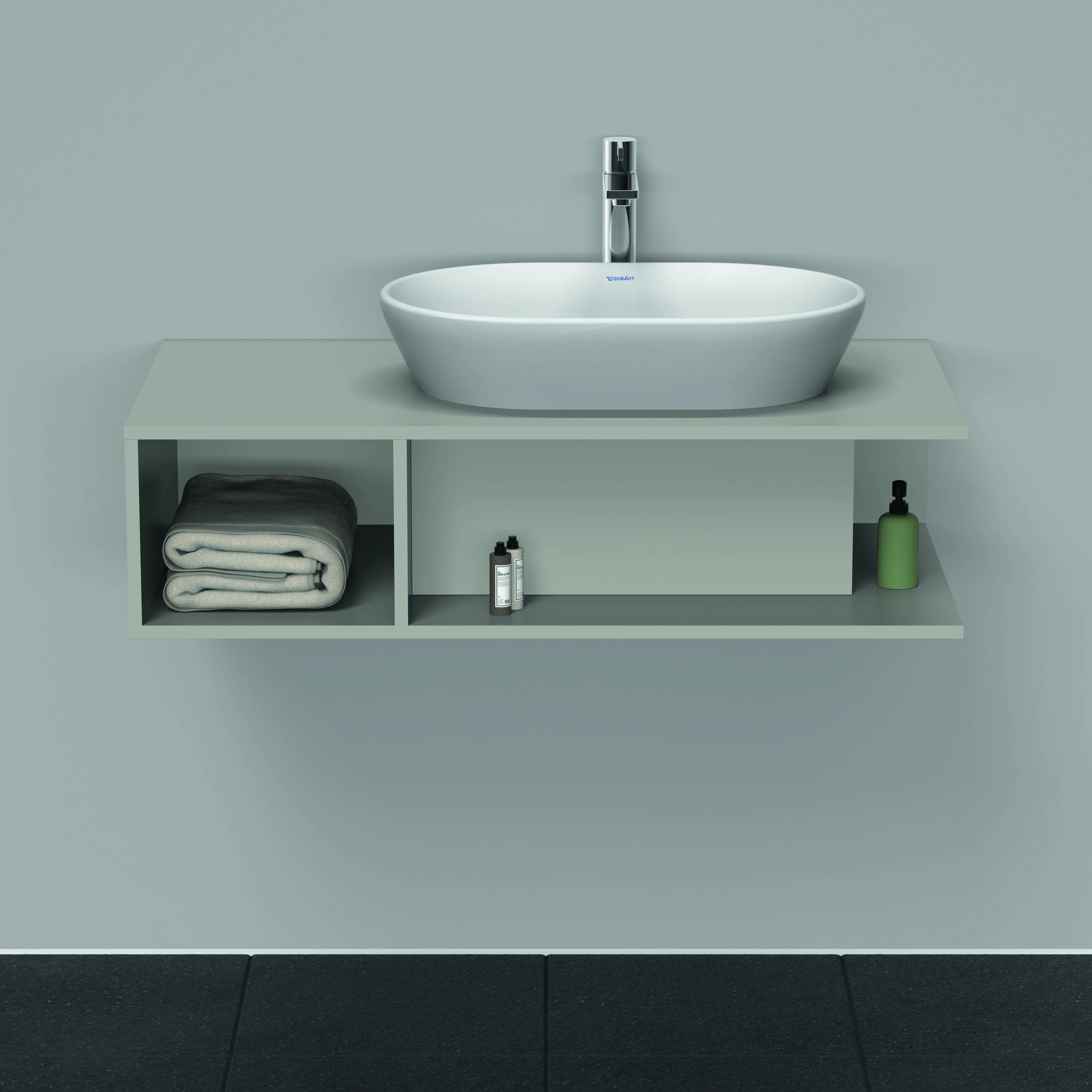 Duravit Waschtischunterschrank wandhängend „D-Neo“ 100 × 26 × 55 cm Betongrau Matt