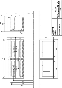 Villeroy & Boch Waschtischunterschrank „Avento“ für Schrank-Doppelwaschtisch 118 × 51,4 × 45,2 × 45,2 cm in Graphite, Soft Closing