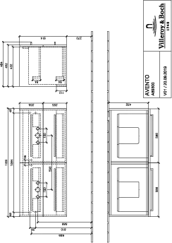 Villeroy & Boch Waschtischunterschrank „Avento“ für Schrank-Doppelwaschtisch 118 × 51,4 × 45,2 × 45,2 cm Graphite, Soft Closing