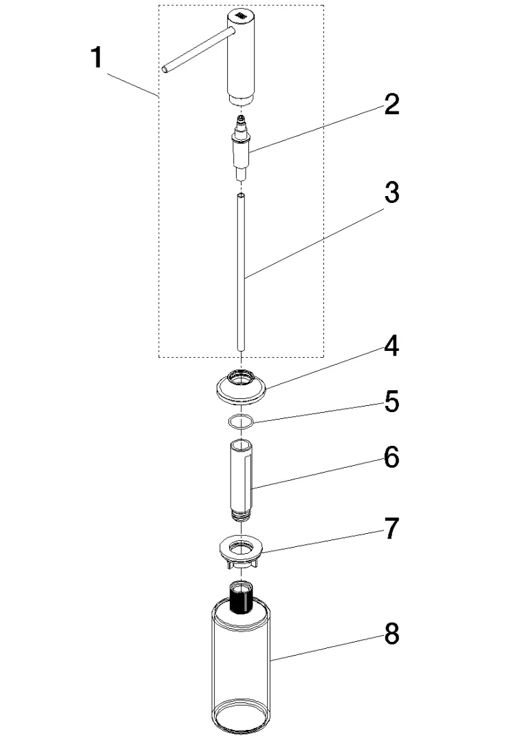 Dornbracht VAIA Spender mit Rosette - Chrom, Ausladung 140 mm, 500 ml Flaschenvolumen Dornbracht VAIA Spender mit Rosette - Chrom, Ausladung 140 mm, 500 ml Flaschenvolumen