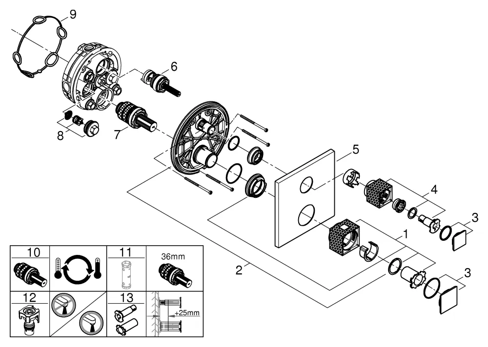 Grohe Allure Brilliant Thermostat-Brausebatterie mit integrierter 2-Wege-Umstellung Vanilla Noir Ceasarstone hard graph. gb. Grohe Allure Brilliant Thermostat-Brausebatterie mit integrierter 2-Wege-Umstellung Vanilla Noir Ceasarstone hard graph. gb.