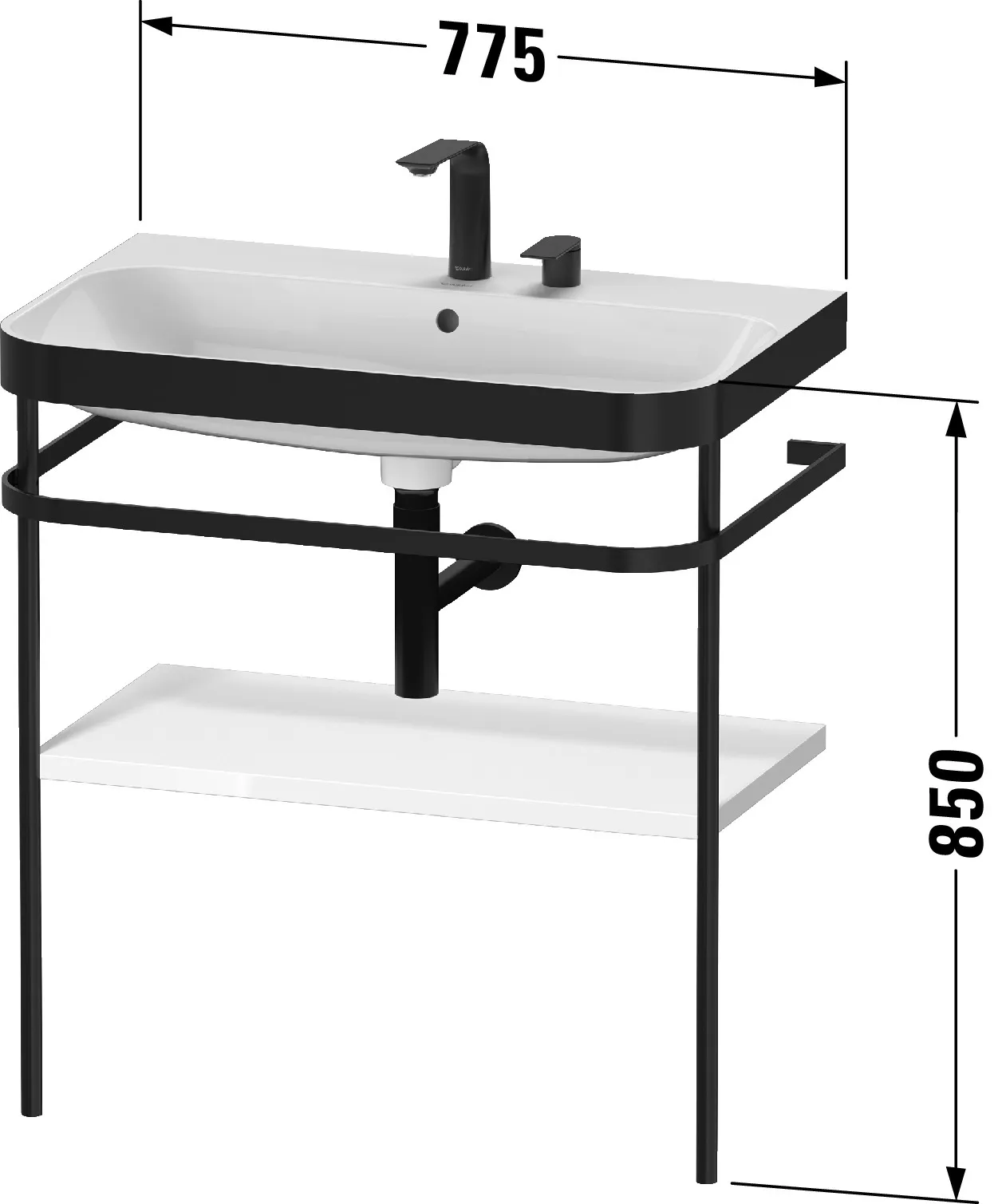 Duravit Waschtischunterschrank mit Metallkonsole „Happy D.2 Plus“ 77,5 × 85 × 49 cm in Taupe Supermatt