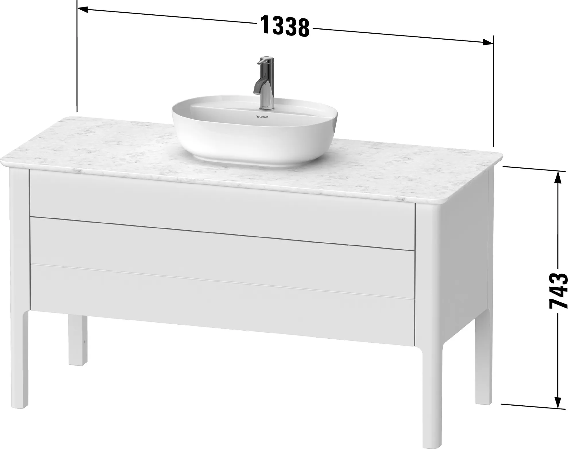 Duravit Waschtischunterschrank bodenstehend „Luv“ 133,8 × 74,3 × 57 cm Steingrau Seidenmatt