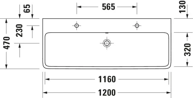 Wandwaschtisch geschliffen „Qatego“ 120 × 47 × 15 cm, ohne Hahnlochbohrung