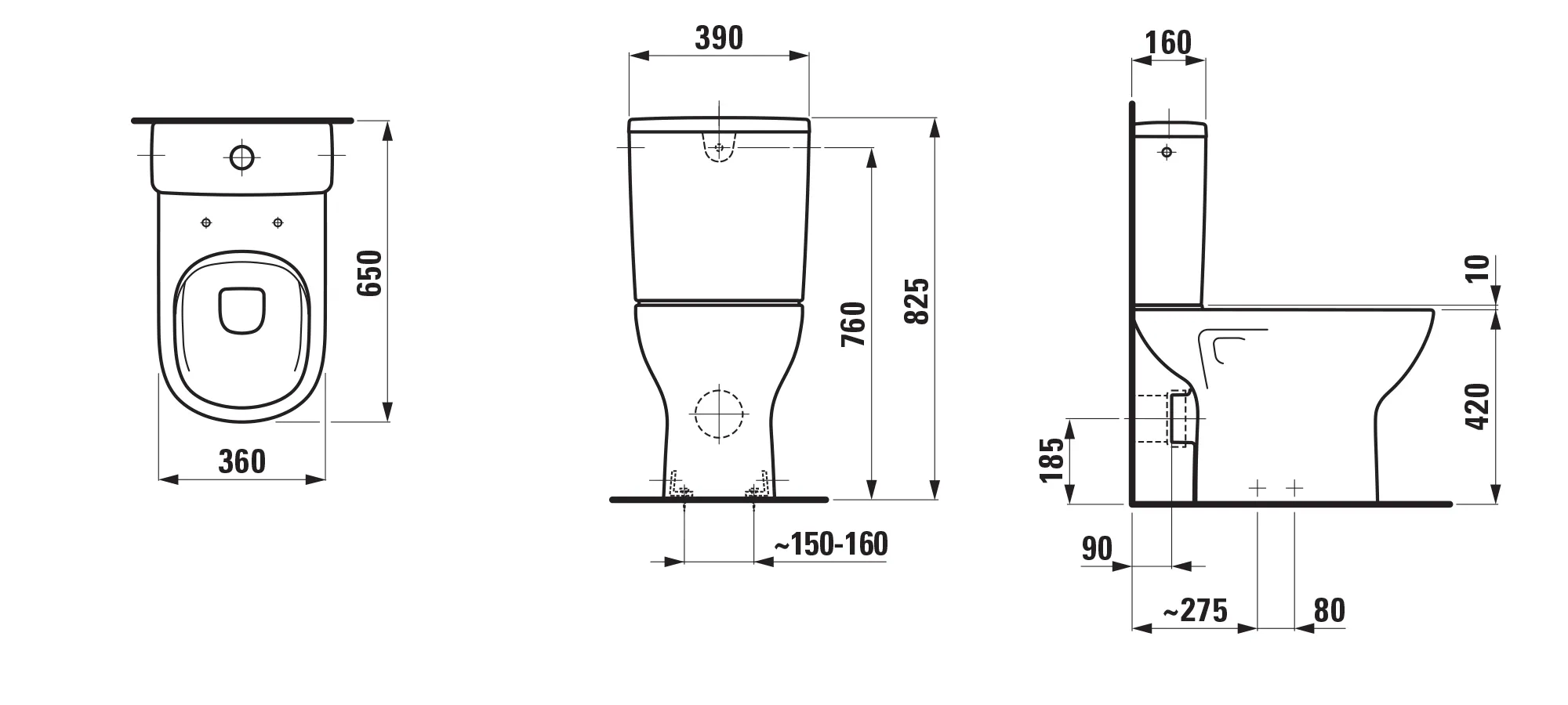 Laufen Stand-Tiefspül-WC Keramikhohe 43 cm „Lua“ 360 × 420 × 650 mm in Weiß, Abgang waagerecht, ohne Spülrand Laufen Stand-Tiefspül-WC Keramikhohe 43 cm „Lua“ 360 × 420 × 650 mm in Weiß, Abgang waagerecht, ohne Spülrand