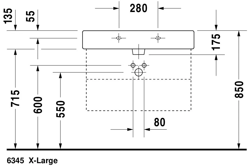Wandwaschtisch „Vero“, mit Überlauf, Hahnlochposition mittig Wandwaschtisch „Vero“, mit Überlauf, Hahnlochposition mittig