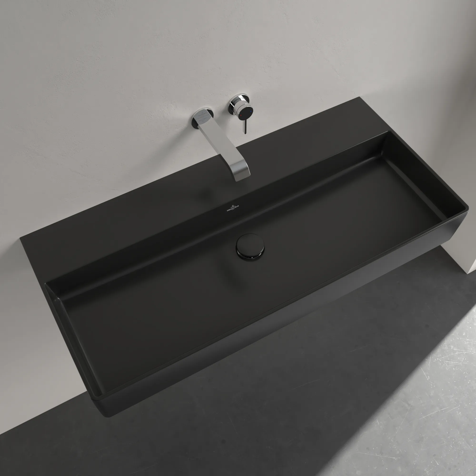 Villeroy & Boch Memento 2.0 Waschbecken, Pure Black CeramicPlus, 1000x470x135 mm, TitanCeram, Wandmontage