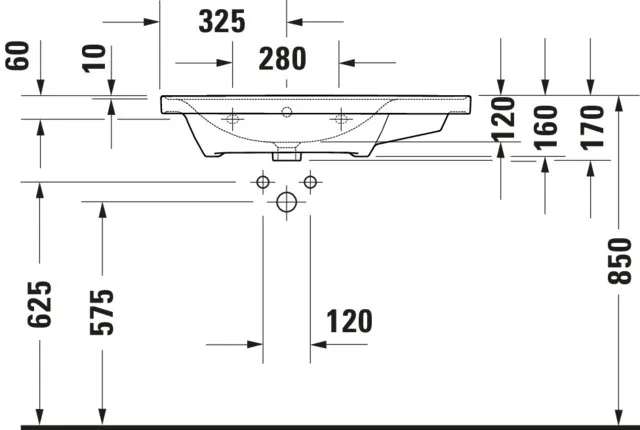 Wandwaschtisch „D-Neo“, mit Überlauf, Hahnlochposition mittig Wandwaschtisch „D-Neo“, mit Überlauf, Hahnlochposition mittig