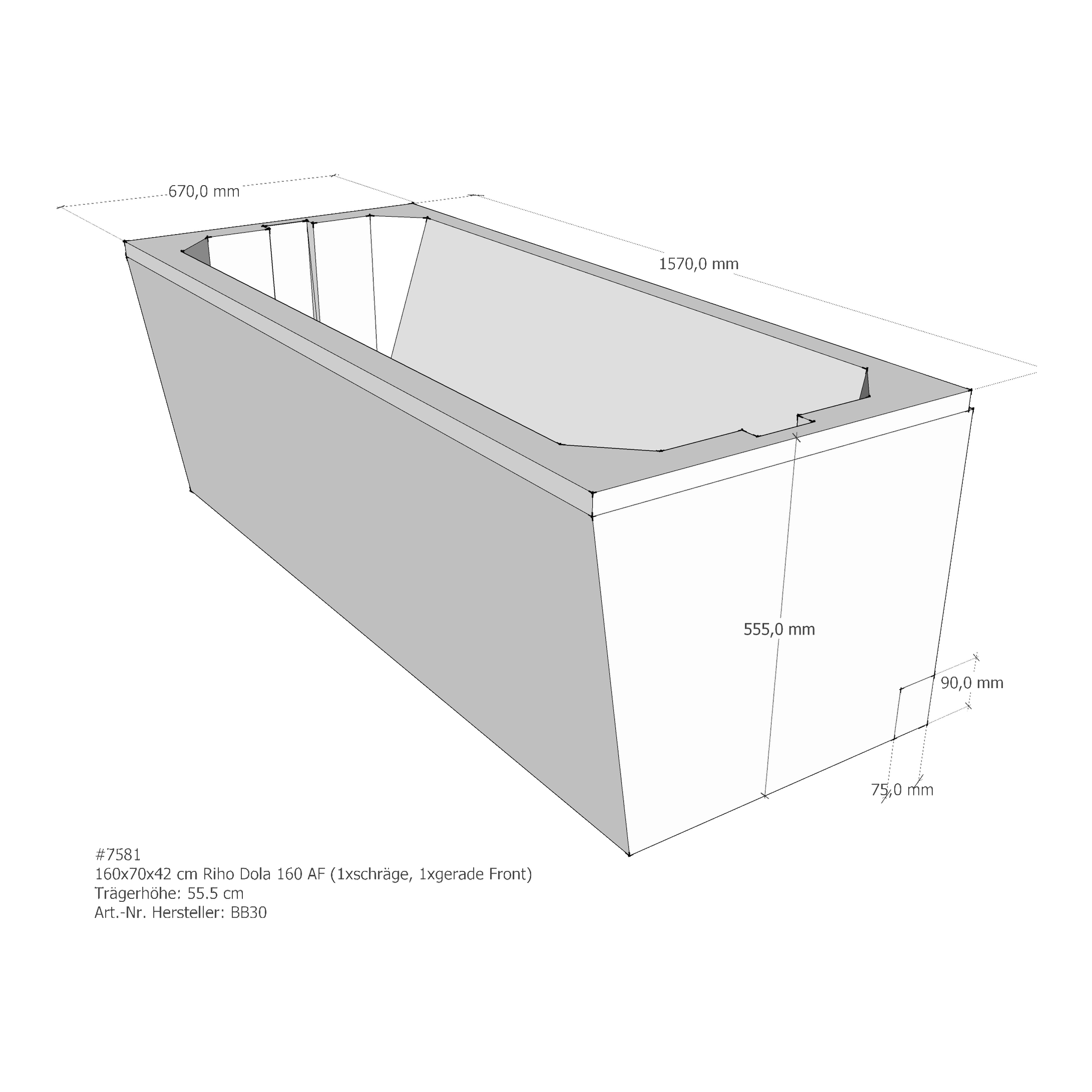 Badewannenträger für Riho Dola 160 × 70 × 42 cm Badewannenträger für Riho Dola 160 × 70 × 42 cm