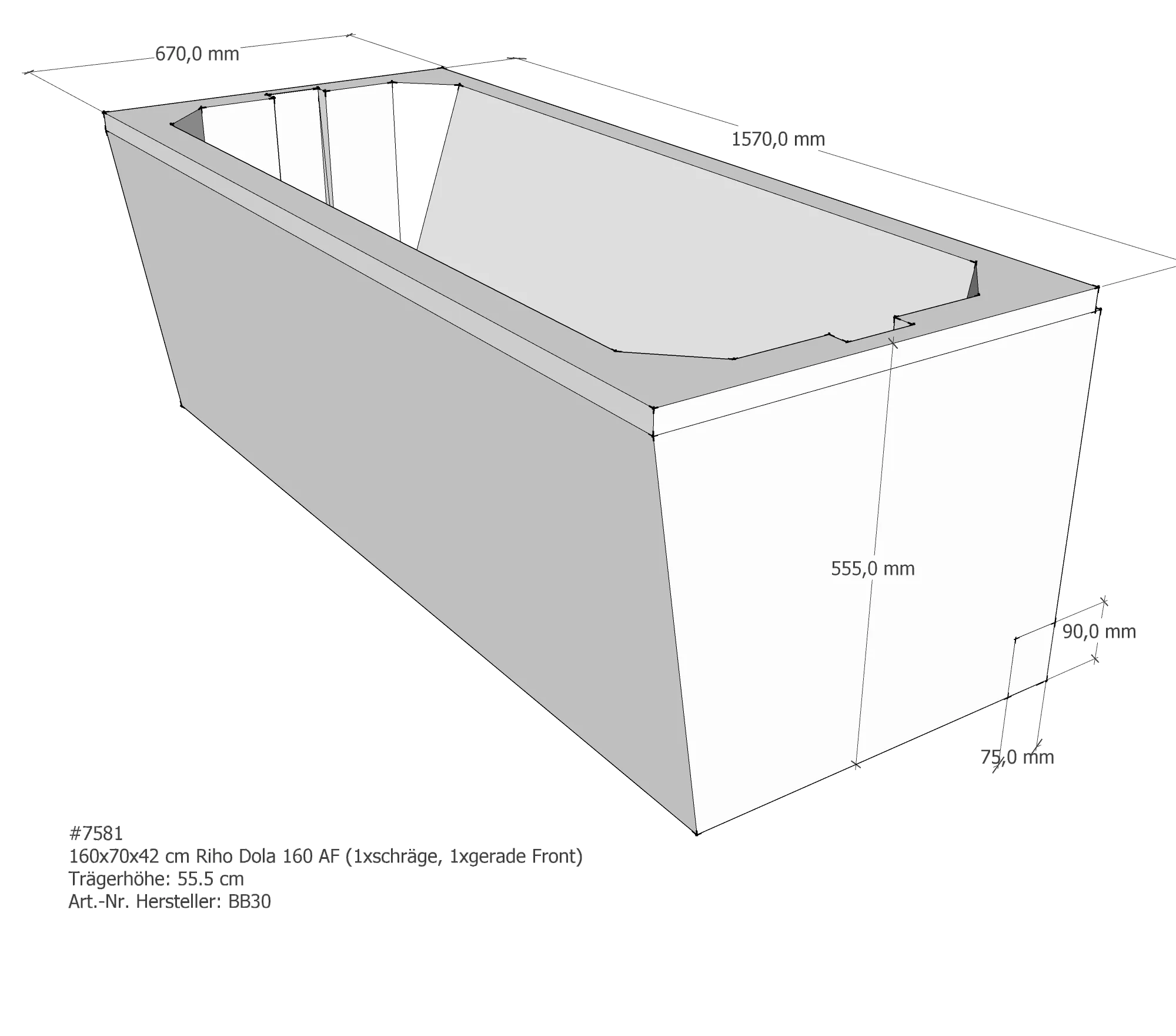 Badewannenträger für Riho Dola 160 × 70 × 42 cm Badewannenträger für Riho Dola 160 × 70 × 42 cm