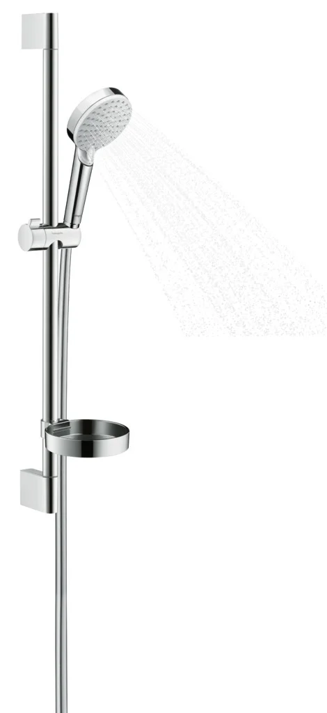Hansgrohe Crometta Brausenset Vario/Unica 100 mm, weiß/chrom, 65 cm Brausestange mit Seifenschale Hansgrohe Crometta Brausenset Vario/Unica 100 mm, weiß/chrom, 65 cm Brausestange mit Seifenschale