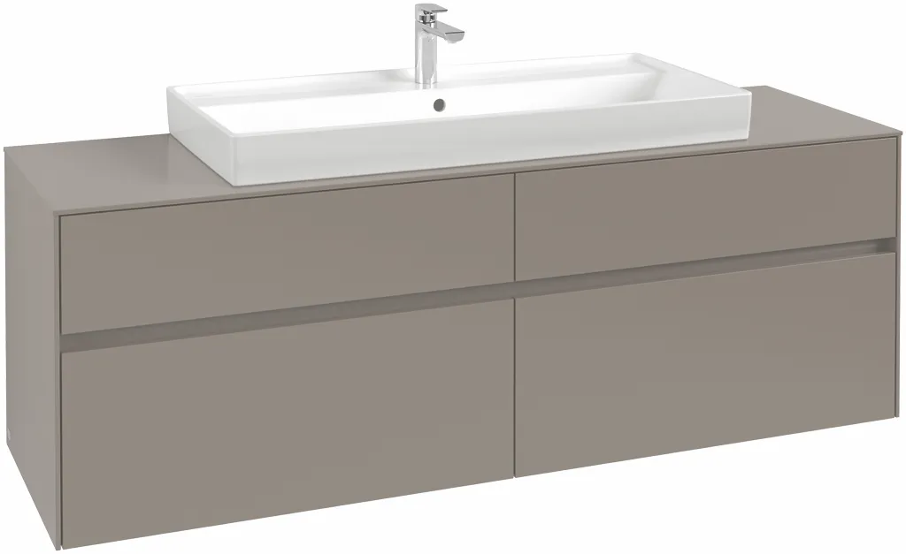 Villeroy & Boch Waschtischunterschrank „Collaro“ 1600 × 548 × 500 mm Volcano Black, mit Beleuchtung, für Becken mittig