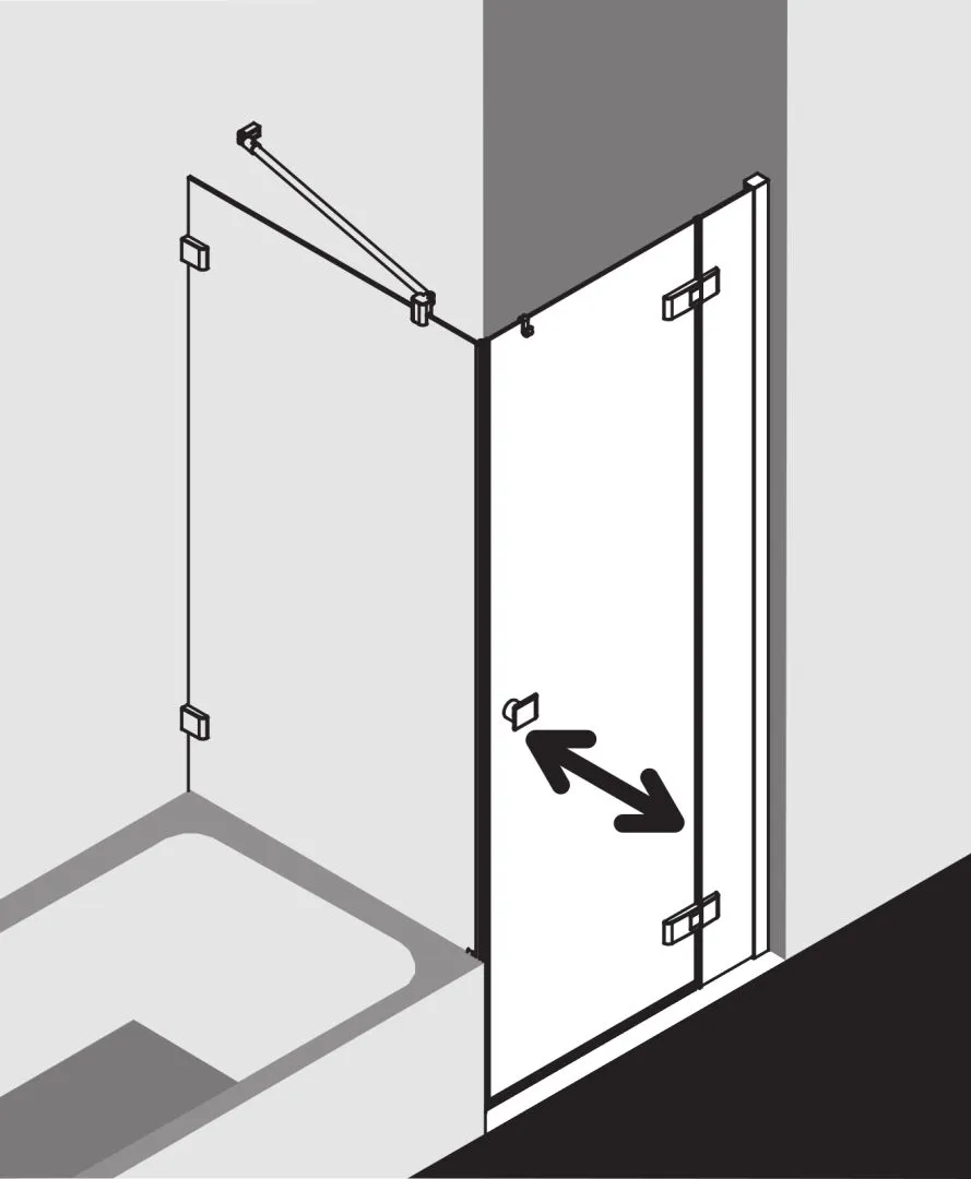 Kermi Duschdesign MENA Pendeltür 1-flügelig mit Festfeld, 2000x800mm, Schwarz Soft RAL 9005