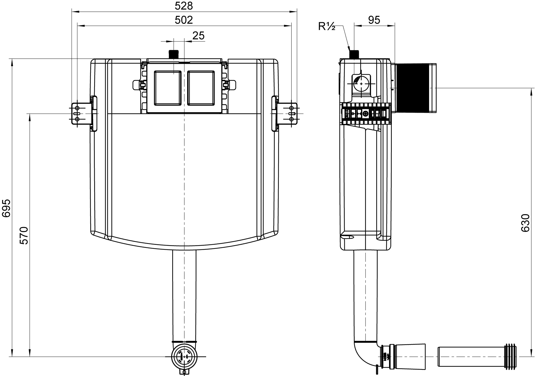 Unterputz-Spülkasten ViConnect Installationssysteme 922483, 735 x 528 x 125 mm, für Nassbau